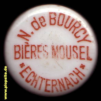 Bügelverschluss aus: de Bourcy Bières Mousel, Echternach, Eechternoach, Lechternach, Luxemburg