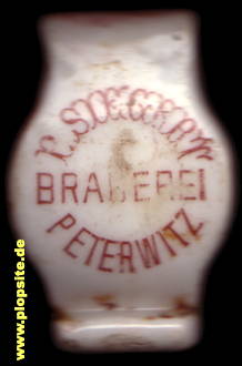 Picture of a ceramic Hutter stopper from: Brauerei P. Siegwart, Peterwitz, Stoszowice, Poland