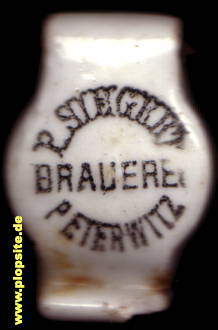 Picture of a ceramic Hutter stopper from: Brauerei P. Siegwart, Peterwitz, Stoszowice, Poland