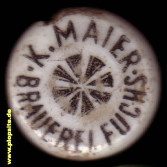 Picture of a ceramic Hutter stopper from: Brauerei zum Fuchs, Karl Maier, Aalen, Germany