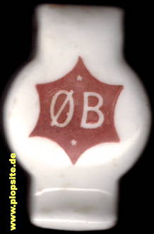 Picture of a ceramic Hutter stopper from: Østjyske Bryggerier A/S, ØB, Århus, Aarhus, Arenhusen, Denmark
