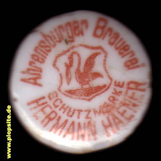 Picture of a ceramic Hutter stopper from: Bierbrauerei Hermann Haener, vorm. C.O. Wolfram, Ahrensburg, Germany