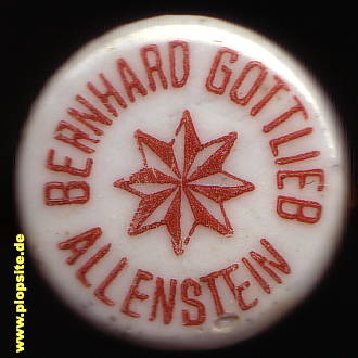 Picture of a ceramic Hutter stopper from: Allenstein, Bernhard Gottlieb,  PL, unbekannt, Poland