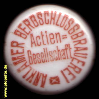 Picture of a ceramic Hutter stopper from: Bergschloßbrauerei AG, Anklam, Germany