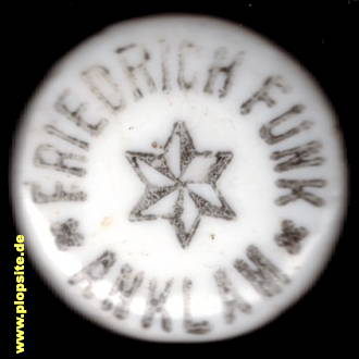 Picture of a ceramic Hutter stopper from: Friedrich Funk, Anklam, Germany