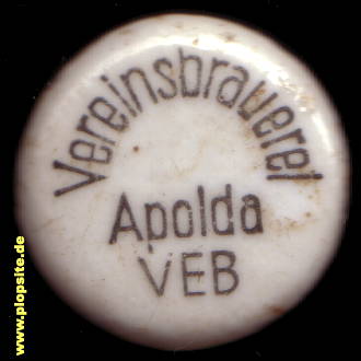 Picture of a ceramic Hutter stopper from: Vereinsbrauerei VEB, Apolda, Germany