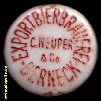 Picture of a ceramic Hutter stopper from: Exportbierbrauerei Neuper & Co., Bad Berneck, Germany