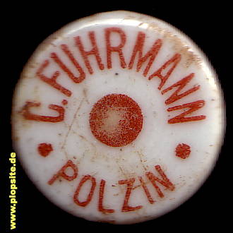 Picture of a ceramic Hutter stopper from: Brauerei Carl Fuhrmann, Bad Polzin, Połczyn Zdró, Poland