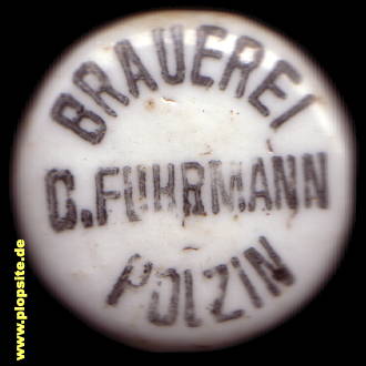 Picture of a ceramic Hutter stopper from: Brauerei Carl Fuhrmann, Bad Polzin, Połczyn Zdró, Poland