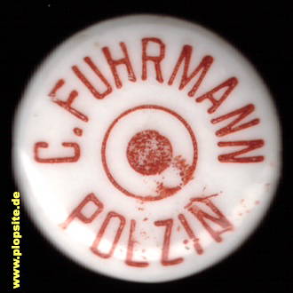 Picture of a ceramic Hutter stopper from: Brauerei Carl Fuhrmann, Bad Polzin, Połczyn Zdró, Poland