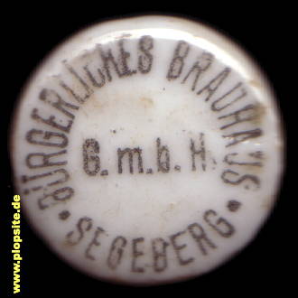 Picture of a ceramic Hutter stopper from: Bürgerliches Brauhaus GmbH, Bad Segeberg, Sebarg, Germany