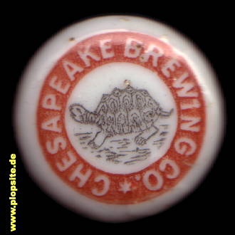 Picture of a ceramic Hutter stopper from: Chesapeake Brewing Co., Baltimore, MD, USA