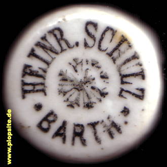 Picture of a ceramic Hutter stopper from: Brauerei Heinrich Schulz, Barth, Germany