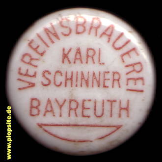 Picture of a ceramic Hutter stopper from: Vereinsbrauerei Schinner, Bayreuth, Germany