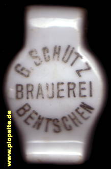 Picture of a ceramic Hutter stopper from: Dampfbrauerei, Gustav Schütz, Bentschen, Zbąszyń, Poland
