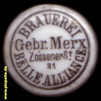 Picture of a ceramic Hutter stopper from: Brauerei Belle Alliance Merx, Kreuzberg, Germany