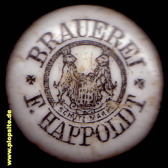 Picture of a ceramic Hutter stopper from: Brauerei F. Happoldt, Kreuzberg, Germany