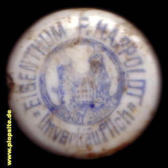 Picture of a ceramic Hutter stopper from: Brauerei F. Happoldt, Kreuzberg, Germany