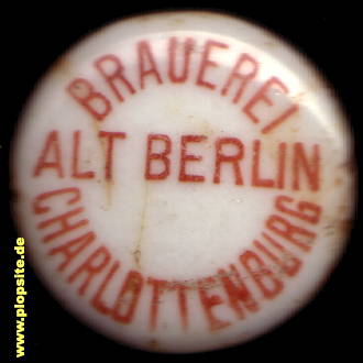 Picture of a ceramic Hutter stopper from: Brauerei Alt Berlin, Charlottenburg, Germany