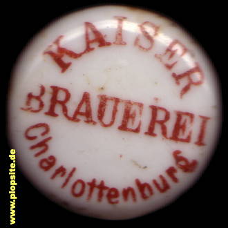 Picture of a ceramic Hutter stopper from: Kaiser Brauerei, Charlottenburg, Germany