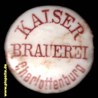 Picture of a ceramic Hutter stopper from: Kaiser Brauerei , Charlottenburg, Germany