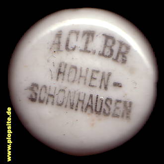 Picture of a ceramic Hutter stopper from: Actienbrauerei , Hohenschönhausen, Lichtenberg, Germany