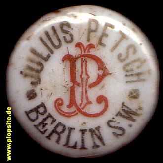 Picture of a ceramic Hutter stopper from: Berlin, Julius Petsch,  DE, unbekannt, Germany