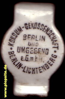 Picture of a ceramic Hutter stopper from: Konsum Genossenschaft, Lichtenberg, Germany