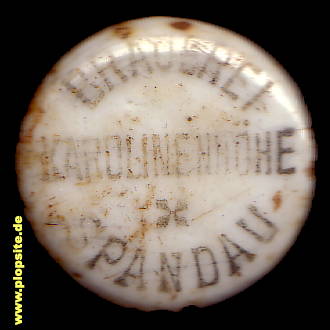 Picture of a ceramic Hutter stopper from: Brauerei Karolinenhöhe, Staaken, Spandau, Germany