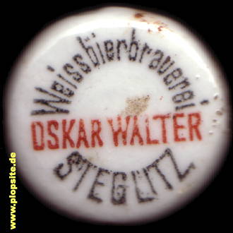 Picture of a ceramic Hutter stopper from: Weißbierbrauerei Oskar Walter, Steglitz, Germany
