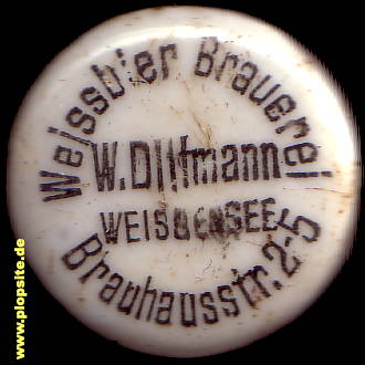 Picture of a ceramic Hutter stopper from: Weißbier Brauerei Dittmann, Weißensee, Pankow, Germany