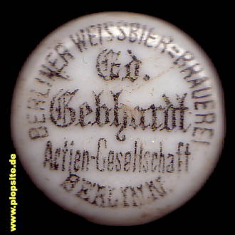 Picture of a ceramic Hutter stopper from: Weißbier Brauerei Gebhardt AG, Gesundbrunnen, Mitte, Germany