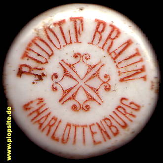 Picture of a ceramic Hutter stopper from: Weißbierbrauerei Rudolf Braun, Charlottenburg, Germany