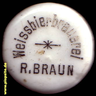 Picture of a ceramic Hutter stopper from: Weißbierbrauerei Rudolf Braun, Charlottenburg, Germany