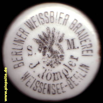 Picture of a ceramic Hutter stopper from: Weißbier Brauerei Römpler, Weißensee, Pankow, Germany