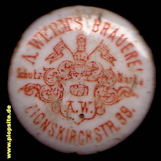 Picture of a ceramic Hutter stopper from: August Werm's Brauerei, Prenzlauer Berg, Pankow, Germany