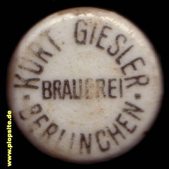 Bügelverschluss aus: Brauerei Kurt Giesler & Niederlage der Schultheiss Brauerei AG Berlin, Berlinchen, Barlinek, Polen