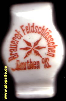 Picture of a ceramic Hutter stopper from: Brauerei Feldschlößchen, vormals Hübner & Co., Beuthen o./S., Bytom, Oberbeuthen, Poland