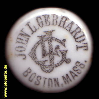 Picture of a ceramic Hutter stopper from: Boston, MA, John L. Gebhardt,  US, unbekannt, USA