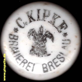 Picture of a ceramic Hutter stopper from: Brauerei Kipke, Breslau, Wrocław, Poland