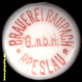 Picture of a ceramic Hutter stopper from: Brauerei Raupach GmbH, Breslau, Wrocław, Poland