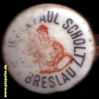 Picture of a ceramic Hutter stopper from: Brauerei Paul Scholz, Breslau, Wrocław, Poland