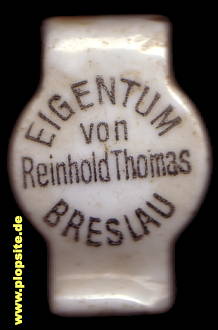 Picture of a ceramic Hutter stopper from: Brauerei Reinhold Thomas, Breslau, Wrocław, Poland
