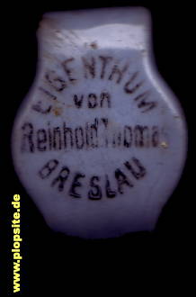 Picture of a ceramic Hutter stopper from: Brauerei Reinhold Thomas, Breslau, Wrocław, Poland