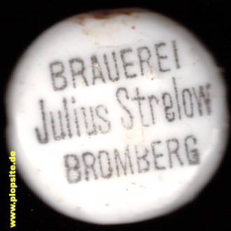 Picture of a ceramic Hutter stopper from: Brauerei & Malzfabrik Julius Strelow, Bromberg, Bydgoszcz, Poland