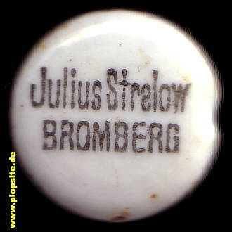 Picture of a ceramic Hutter stopper from: Brauerei & Malzfabrik Julius Strelow, Bromberg, Bydgoszcz, Poland