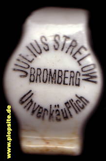 Picture of a ceramic Hutter stopper from: Brauerei & Malzfabrik Julius Strelow, Bromberg, Bydgoszcz, Poland