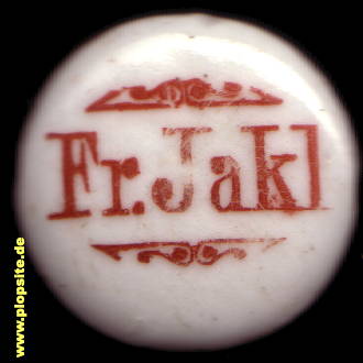 Picture of a ceramic Hutter stopper from: Herrschaftliche Brauerei Franz Jackl, Brtnice, Pirnitz, Czech Republic