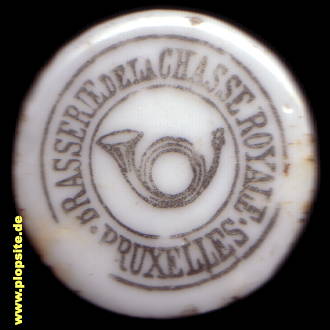 Picture of a ceramic Hutter stopper from: Brasserie de la Chasse Royale, Bruxelles, Brussel, Brüssel, Belgium