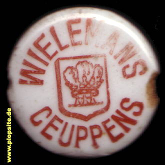 Picture of a ceramic Hutter stopper from: Brasserie Wielemans-Ceuppens, Bruxelles, Brussel, Brüssel, Belgium